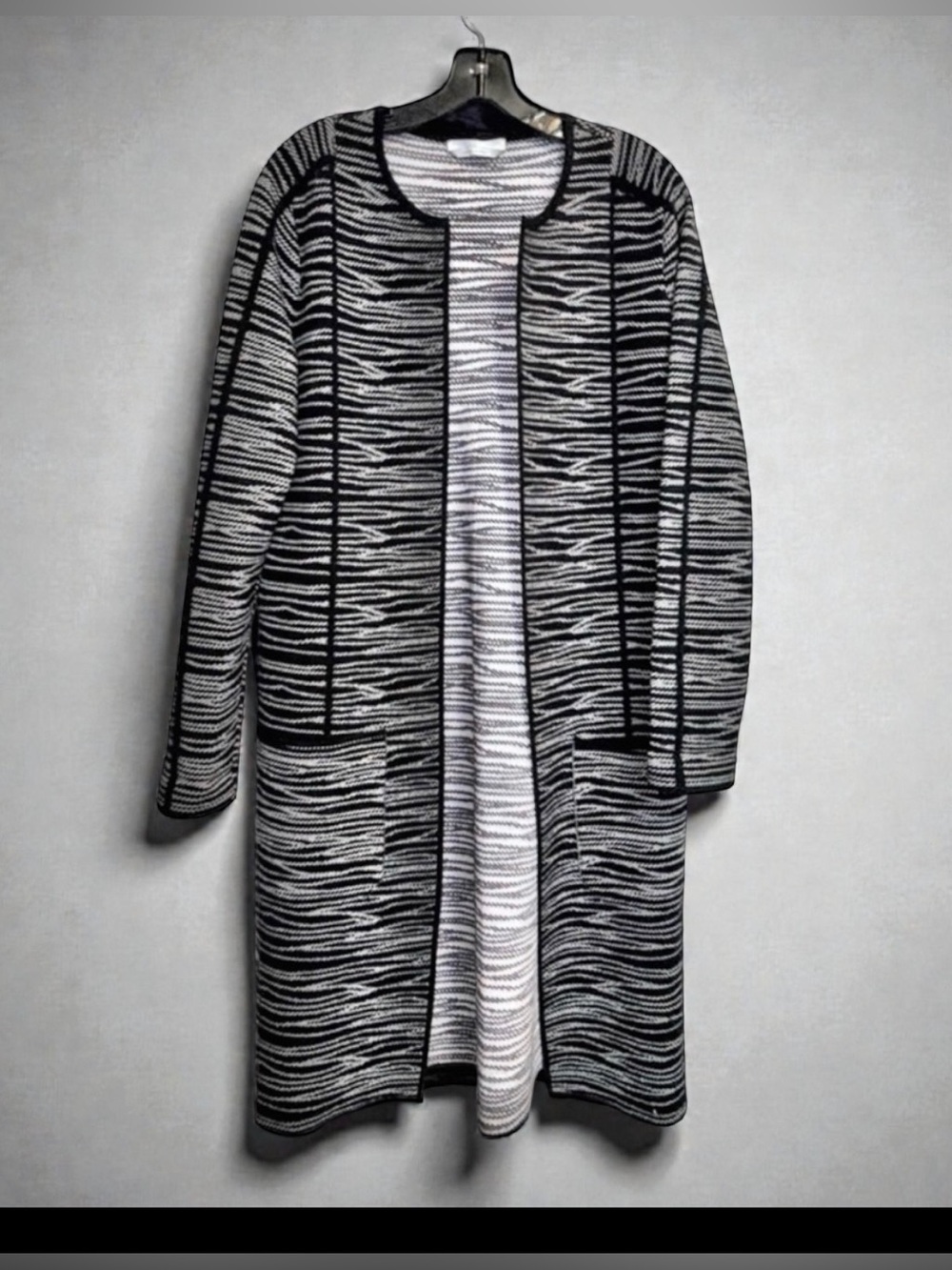 BOSS Hugo Boss “Faslina” Black & Ivory Knit Duster | Made in Italy | Size S